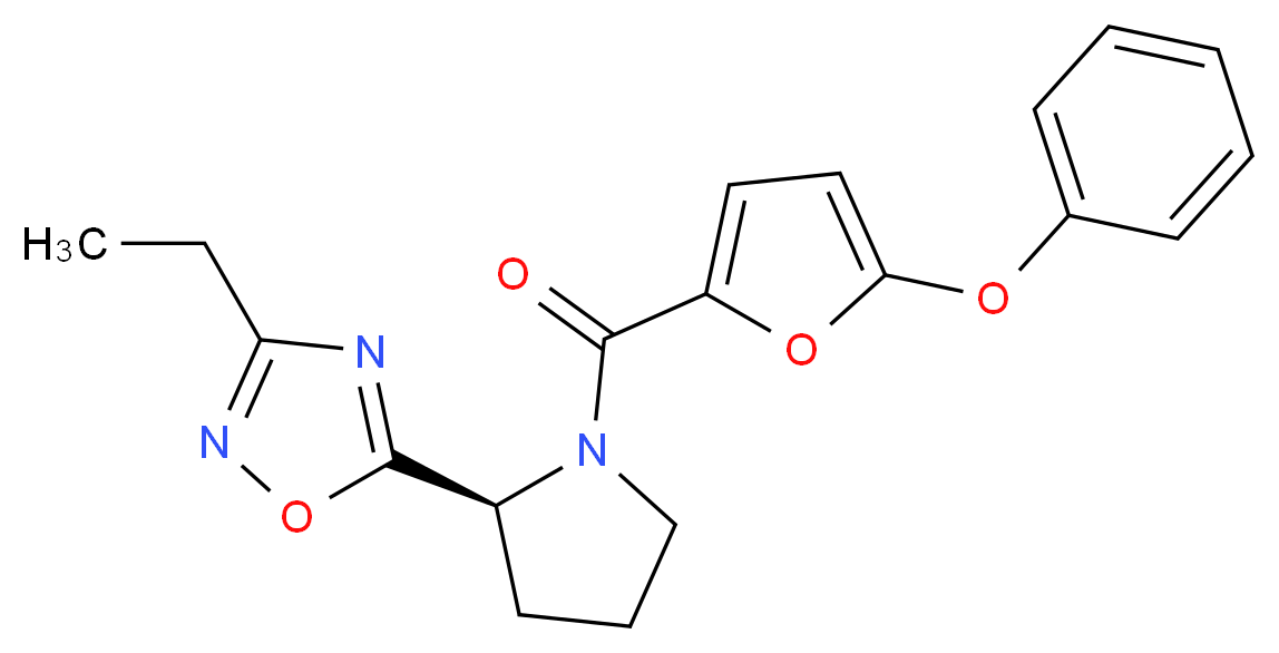 3-ethyl-5-[(2S)-1-(5-phenoxy-2-furoyl)pyrrolidin-2-yl]-1,2,4-oxadiazole_分子结构_CAS_)