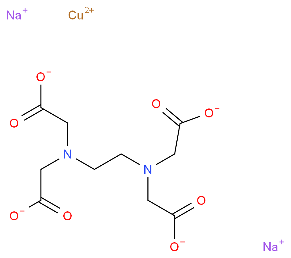 copper(2+) ion disodium 2-({2-[bis(carboxylatomethyl)amino]ethyl}(carboxylatomethyl)amino)acetate_分子结构_CAS_39208-15-6