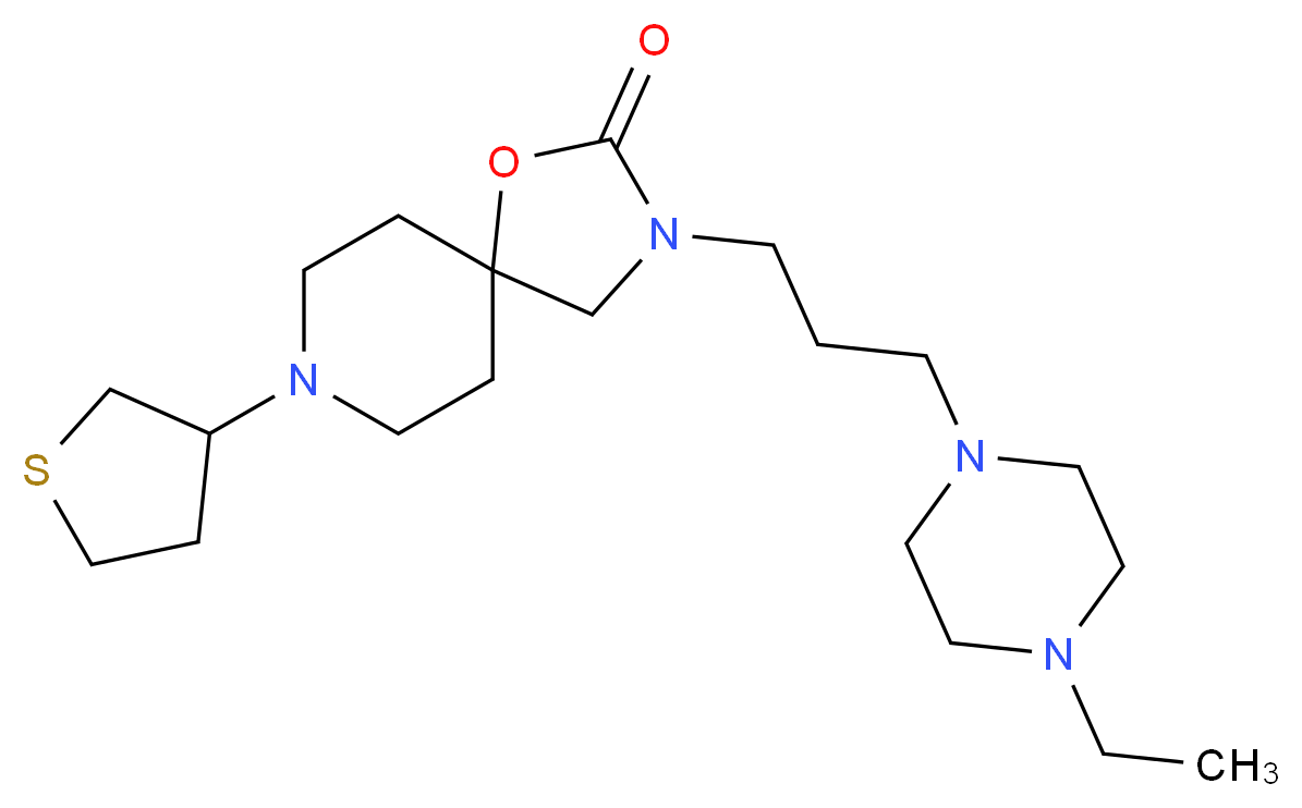 3-[3-(4-ethylpiperazin-1-yl)propyl]-8-(tetrahydro-3-thienyl)-1-oxa-3,8-diazaspiro[4.5]decan-2-one_分子结构_CAS_)