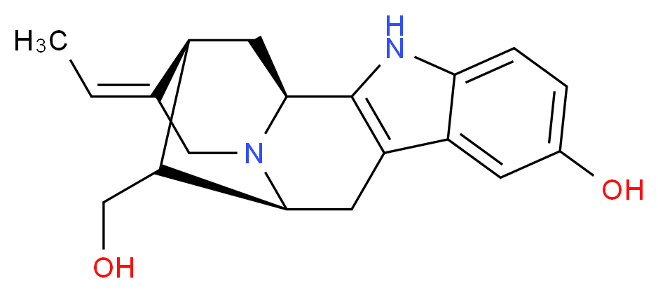 (1S,12S,14S,15E)-15-ethylidene-13-(hydroxymethyl)-3,17-diazapentacyclo[12.3.1.0<sup>2</sup>,<sup>1</sup><sup>0</sup>.0<sup>4</sup>,<sup>9</sup>.0<sup>1</sup><sup>2</sup>,<sup>1</sup><sup>7</sup>]octadeca-2(10),4,6,8-tetraen-7-ol_分子结构_CAS_482-68-8