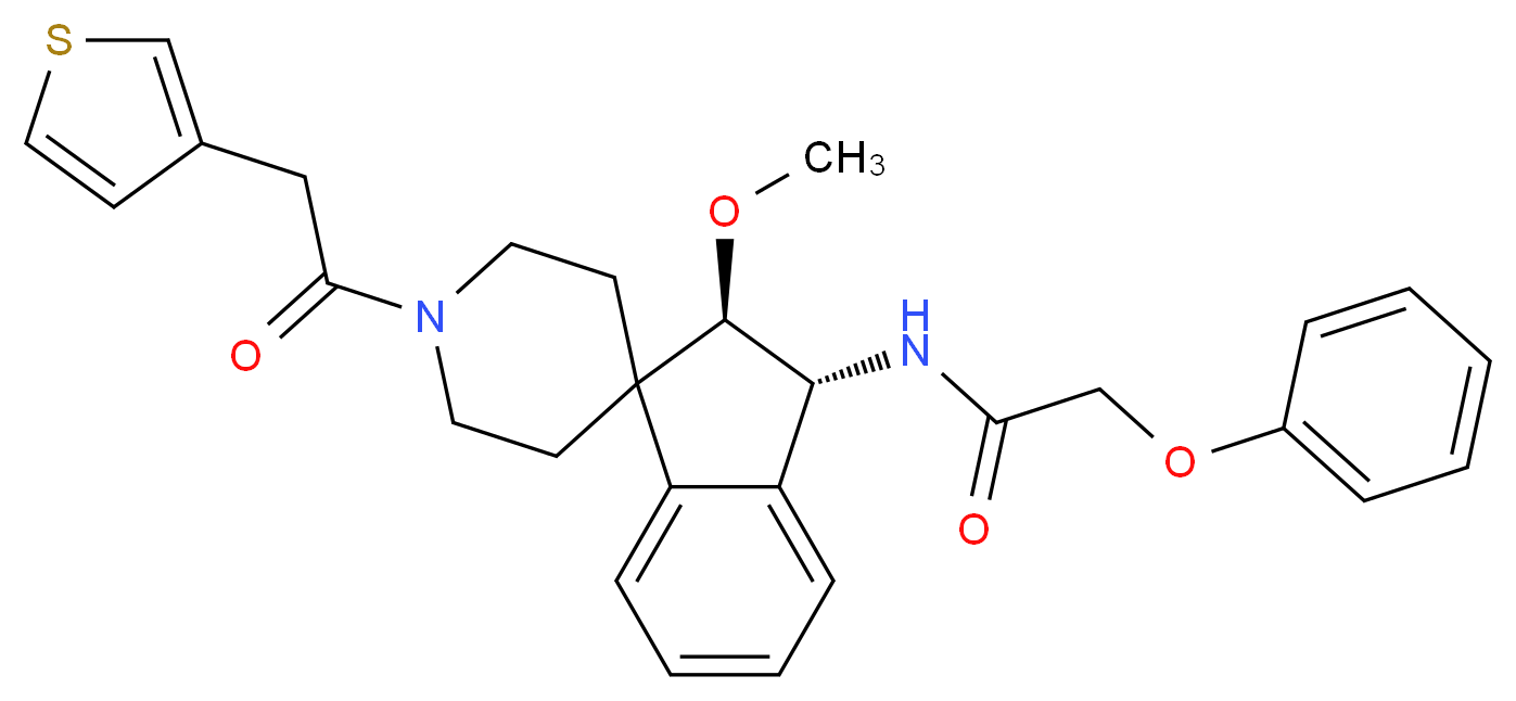 N-[(2R*,3R*)-2-methoxy-1'-(3-thienylacetyl)-2,3-dihydrospiro[indene-1,4'-piperidin]-3-yl]-2-phenoxyacetamide_分子结构_CAS_)