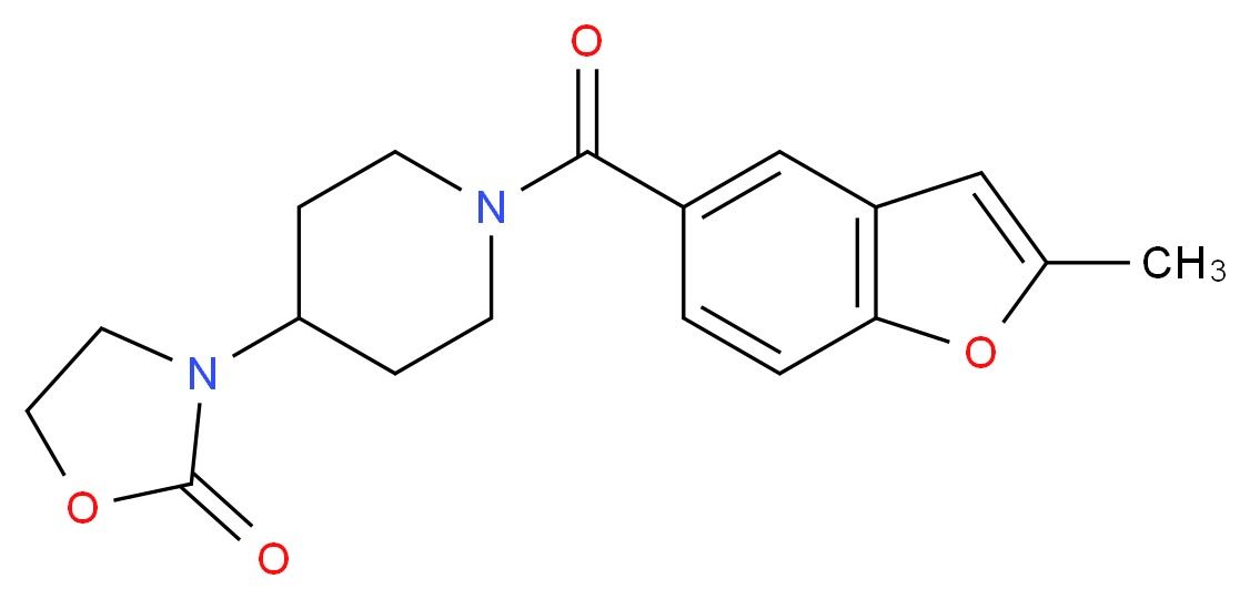 3-{1-[(2-methyl-1-benzofuran-5-yl)carbonyl]-4-piperidinyl}-1,3-oxazolidin-2-one_分子结构_CAS_)