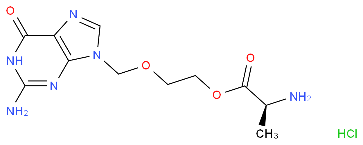 2-[(2-amino-6-oxo-6,9-dihydro-1H-purin-9-yl)methoxy]ethyl (2S)-2-aminopropanoate hydrochloride_分子结构_CAS_84499-63-8