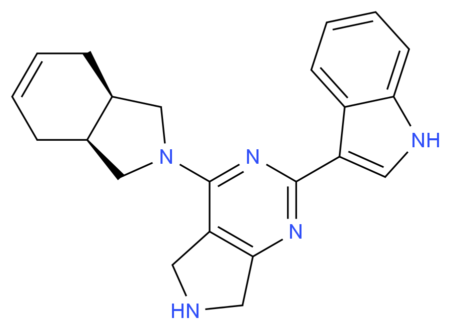 4-[(3aR*,7aS*)-1,3,3a,4,7,7a-hexahydro-2H-isoindol-2-yl]-2-(1H-indol-3-yl)-6,7-dihydro-5H-pyrrolo[3,4-d]pyrimidine_分子结构_CAS_)