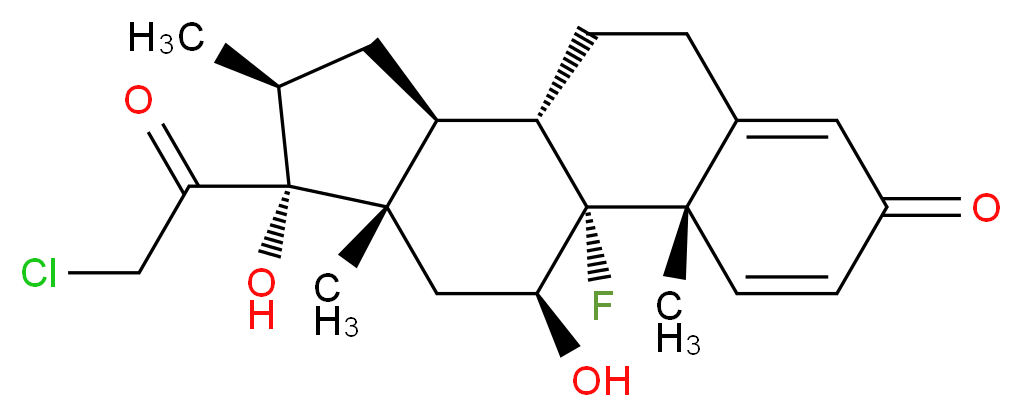 (1R,2S,10S,11S,13S,14R,15S,17S)-14-(2-chloroacetyl)-1-fluoro-14,17-dihydroxy-2,13,15-trimethyltetracyclo[8.7.0.0<sup>2</sup>,<sup>7</sup>.0<sup>1</sup><sup>1</sup>,<sup>1</sup><sup>5</sup>]heptadeca-3,6-dien-5-one_分子结构_CAS_25122-41-2