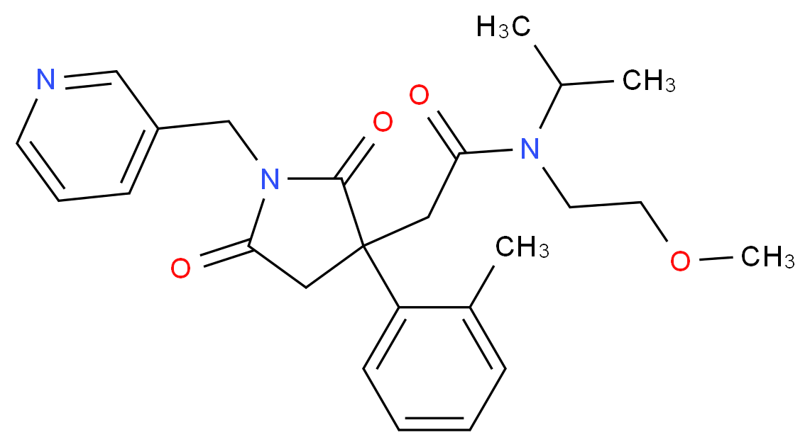 N-isopropyl-N-(2-methoxyethyl)-2-[3-(2-methylphenyl)-2,5-dioxo-1-(3-pyridinylmethyl)-3-pyrrolidinyl]acetamide_分子结构_CAS_)