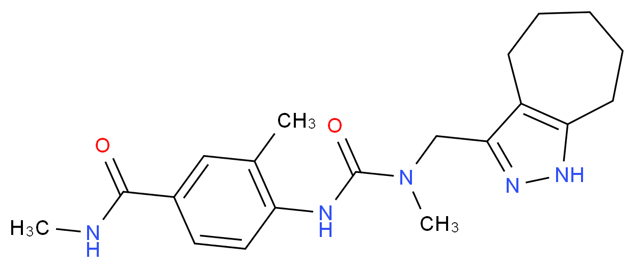 4-({[(1,4,5,6,7,8-hexahydrocyclohepta[c]pyrazol-3-ylmethyl)(methyl)amino]carbonyl}amino)-N,3-dimethylbenzamide_分子结构_CAS_)