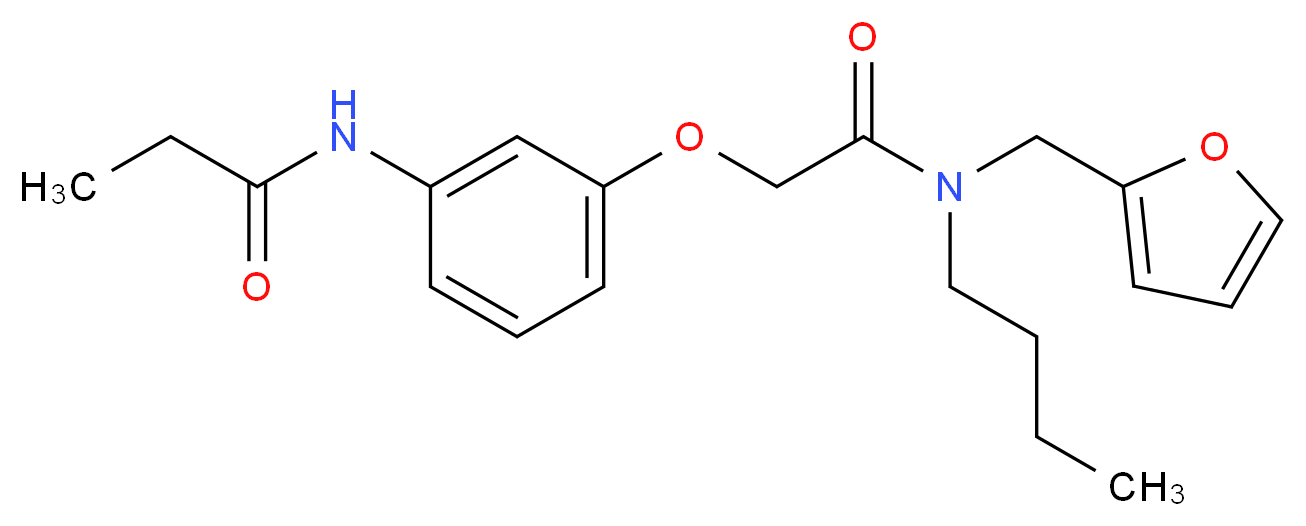 N-(3-{2-[butyl(2-furylmethyl)amino]-2-oxoethoxy}phenyl)propanamide_分子结构_CAS_)
