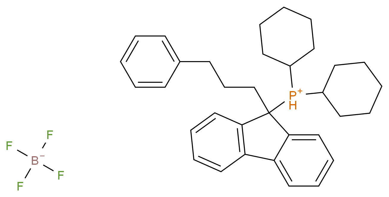 dicyclohexyl[9-(3-phenylpropyl)-9H-fluoren-9-yl]phosphanium; tetrafluoroboranuide_分子结构_CAS_1007311-95-6