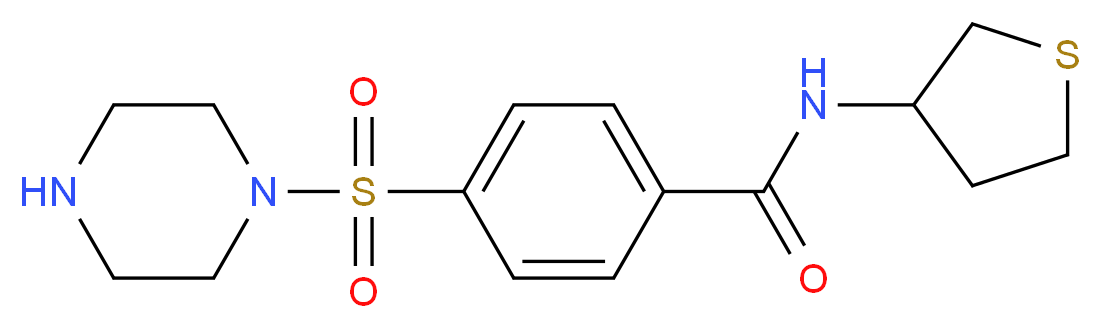 4-(1-piperazinylsulfonyl)-N-(tetrahydro-3-thienyl)benzamide_分子结构_CAS_)