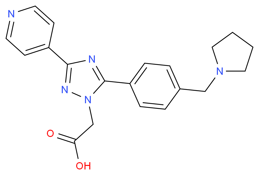 {3-pyridin-4-yl-5-[4-(pyrrolidin-1-ylmethyl)phenyl]-1H-1,2,4-triazol-1-yl}acetic acid_分子结构_CAS_)