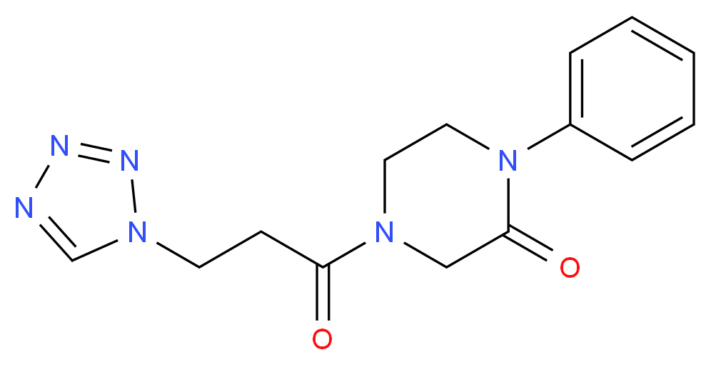 1-phenyl-4-[3-(1H-tetrazol-1-yl)propanoyl]-2-piperazinone_分子结构_CAS_)