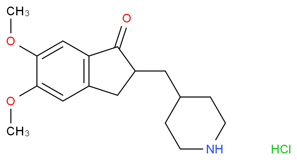 5,6-dimethoxy-2-[(piperidin-4-yl)methyl]-2,3-dihydro-1H-inden-1-one hydrochloride_分子结构_CAS_120013-39-0