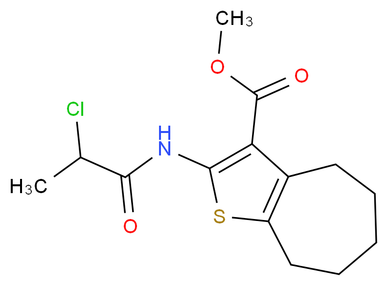 Methyl 2-[(2-chloropropanoyl)amino]-5,6,7,8-tetra-hydro-4H-cyclohepta[b]thiophene-3-carboxylate_分子结构_CAS_)