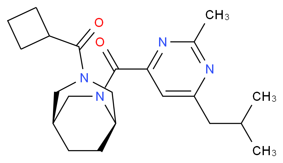 (1S*,5R*)-3-(cyclobutylcarbonyl)-6-[(6-isobutyl-2-methylpyrimidin-4-yl)carbonyl]-3,6-diazabicyclo[3.2.2]nonane_分子结构_CAS_)
