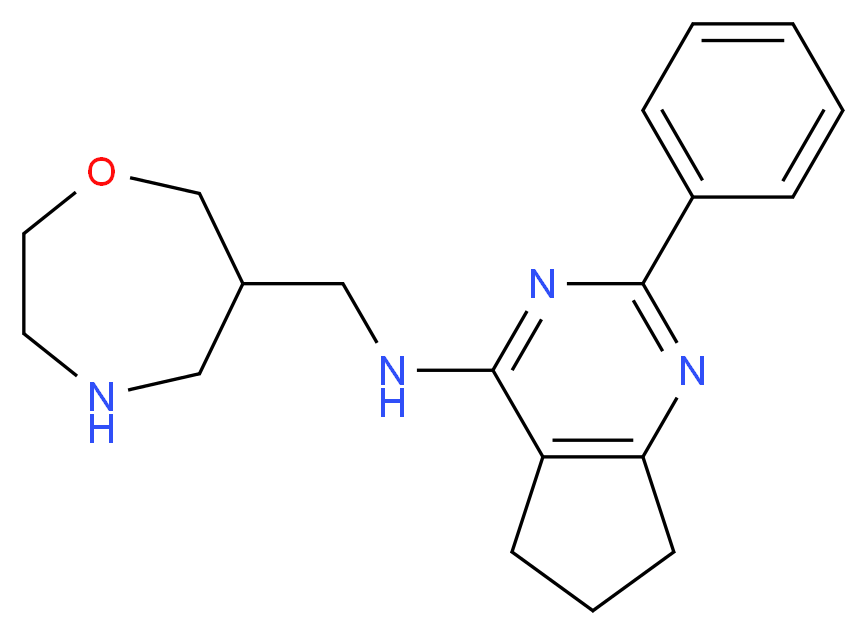 N-(1,4-oxazepan-6-ylmethyl)-2-phenyl-6,7-dihydro-5H-cyclopenta[d]pyrimidin-4-amine_分子结构_CAS_)