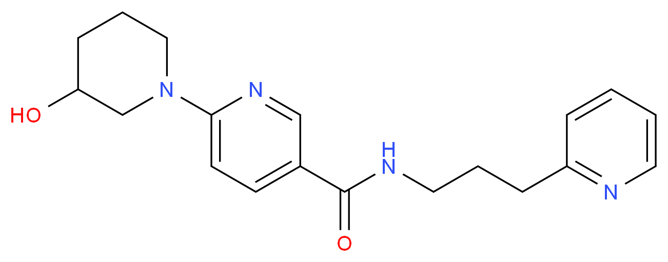 6-(3-hydroxy-1-piperidinyl)-N-[3-(2-pyridinyl)propyl]nicotinamide_分子结构_CAS_)