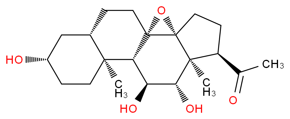 1-[(1S,3R,6R,7S,8S,9S,10S,11S,14S,16S)-8,9,14-trihydroxy-7,11-dimethyl-2-oxapentacyclo[8.8.0.0<sup>1</sup>,<sup>3</sup>.0<sup>3</sup>,<sup>7</sup>.0<sup>1</sup><sup>1</sup>,<sup>1</sup><sup>6</sup>]octadecan-6-yl]ethan-1-one_分子结构_CAS_80508-42-5