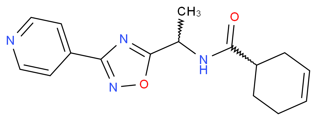 N-{1-[3-(4-pyridinyl)-1,2,4-oxadiazol-5-yl]ethyl}-3-cyclohexene-1-carboxamide_分子结构_CAS_)