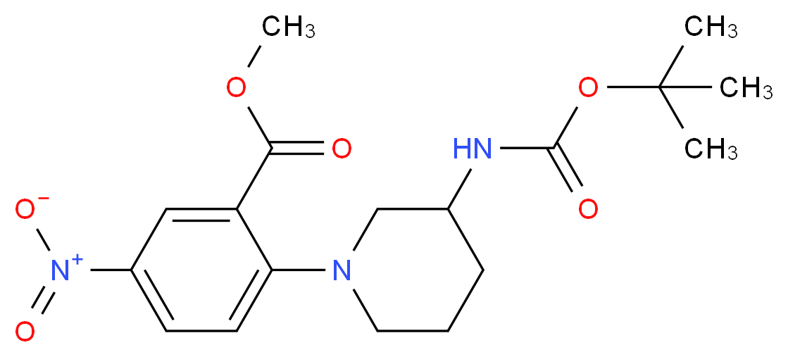 Methyl 2-{3-[(tert-butoxycarbonyl)amino]-piperidino}-5-nitrobenzenecarboxylate_分子结构_CAS_)