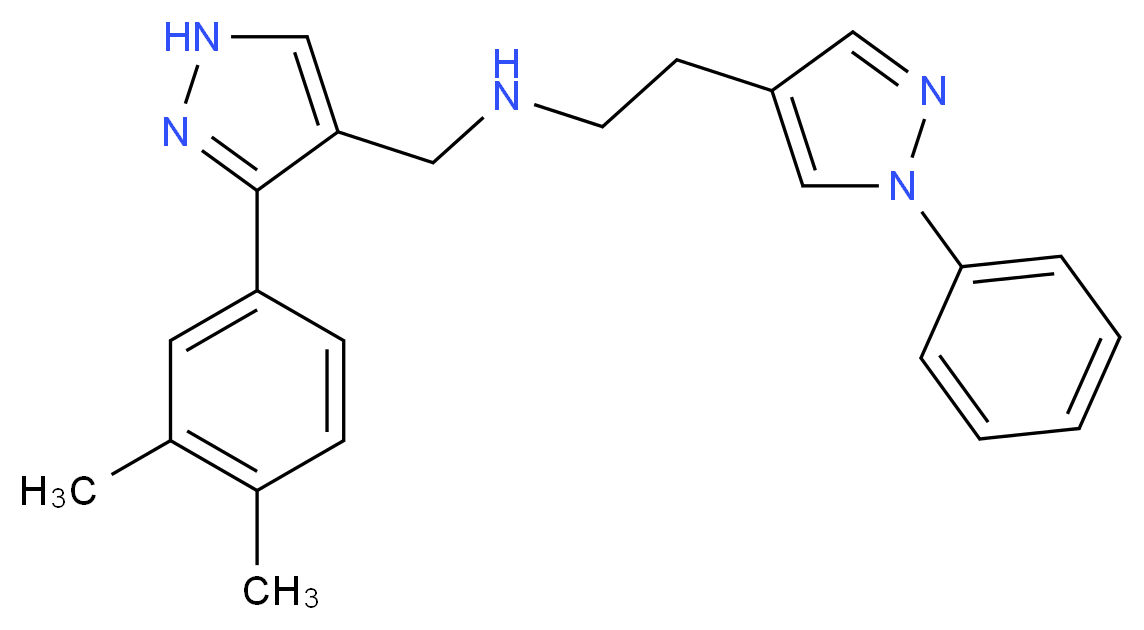 N-{[3-(3,4-dimethylphenyl)-1H-pyrazol-4-yl]methyl}-2-(1-phenyl-1H-pyrazol-4-yl)ethanamine_分子结构_CAS_)