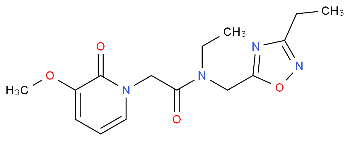 N-ethyl-N-[(3-ethyl-1,2,4-oxadiazol-5-yl)methyl]-2-(3-methoxy-2-oxopyridin-1(2H)-yl)acetamide_分子结构_CAS_)
