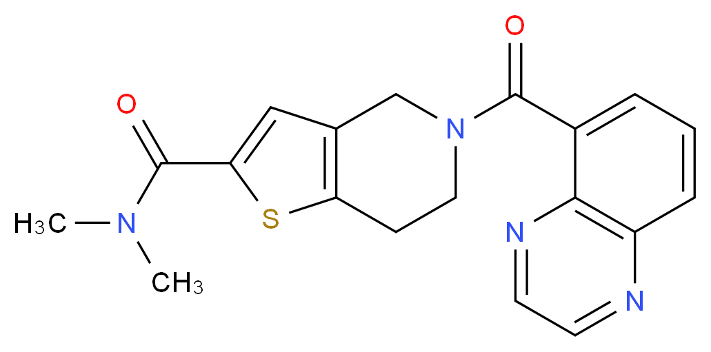 N,N-dimethyl-5-(quinoxalin-5-ylcarbonyl)-4,5,6,7-tetrahydrothieno[3,2-c]pyridine-2-carboxamide_分子结构_CAS_)