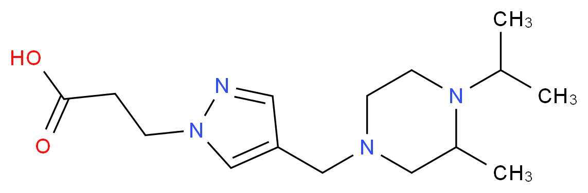 3-{4-[(4-isopropyl-3-methylpiperazin-1-yl)methyl]-1H-pyrazol-1-yl}propanoic acid_分子结构_CAS_)