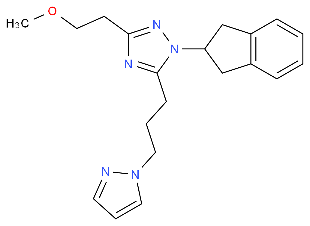 1-(2,3-dihydro-1H-inden-2-yl)-3-(2-methoxyethyl)-5-[3-(1H-pyrazol-1-yl)propyl]-1H-1,2,4-triazole_分子结构_CAS_)