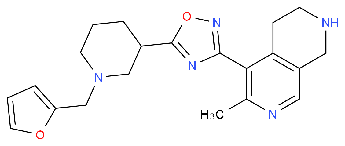 5-{5-[1-(2-furylmethyl)-3-piperidinyl]-1,2,4-oxadiazol-3-yl}-6-methyl-1,2,3,4-tetrahydro-2,7-naphthyridine_分子结构_CAS_)