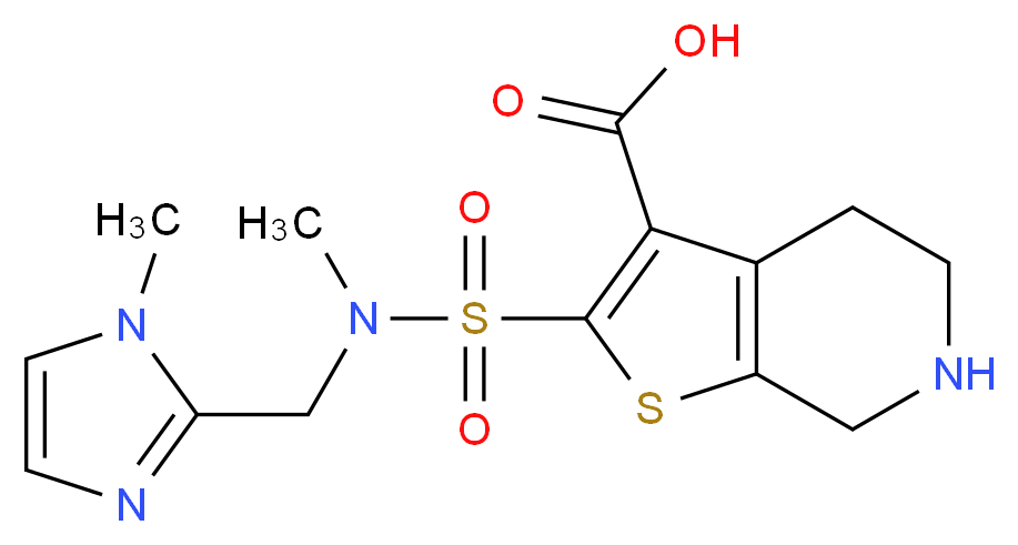 2-({methyl[(1-methyl-1H-imidazol-2-yl)methyl]amino}sulfonyl)-4,5,6,7-tetrahydrothieno[2,3-c]pyridine-3-carboxylic acid_分子结构_CAS_)
