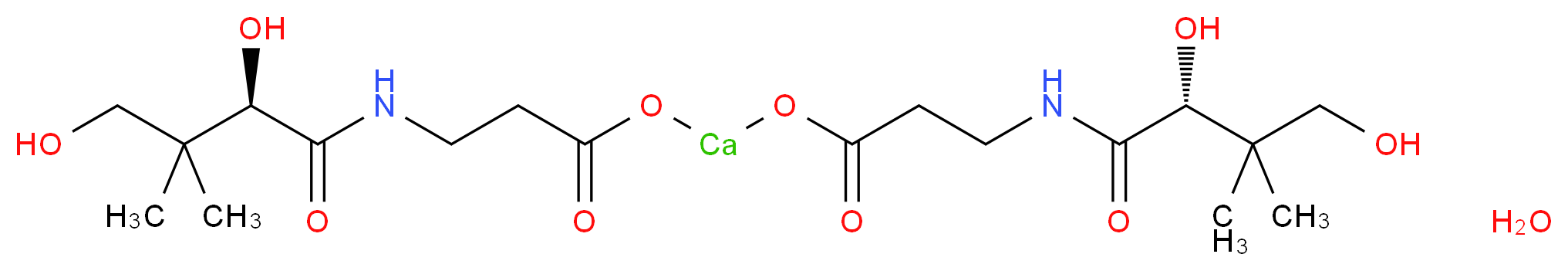 ({3-[(2R)-2,4-dihydroxy-3,3-dimethylbutanamido]propanoyl}oxy)calcio 3-[(2R)-2,4-dihydroxy-3,3-dimethylbutanamido]propanoate hydrate_分子结构_CAS_305808-23-5