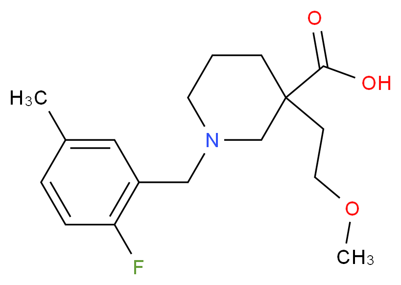 1-(2-fluoro-5-methylbenzyl)-3-(2-methoxyethyl)-3-piperidinecarboxylic acid_分子结构_CAS_)