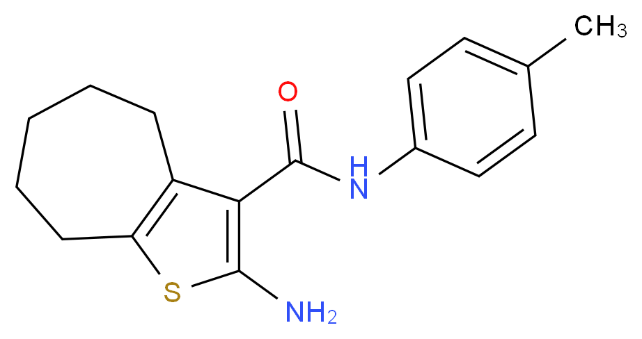 2-Amino-N-(4-methylphenyl)-5,6,7,8-tetrahydro-4H-cyclohepta[b]thiophene-3-carboxamide_分子结构_CAS_)