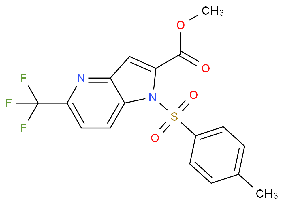 methyl 1-(4-methylbenzenesulfonyl)-5-(trifluoromethyl)-1H-pyrrolo[3,2-b]pyridine-2-carboxylate_分子结构_CAS_952182-33-1