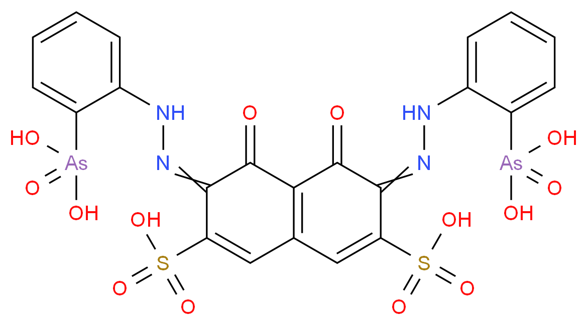 3,6-bis[2-(2-arsonophenyl)hydrazin-1-ylidene]-4,5-dioxo-3,4,5,6-tetrahydronaphthalene-2,7-disulfonic acid_分子结构_CAS_1668-00-4