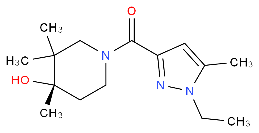 (4S*)-1-[(1-ethyl-5-methyl-1H-pyrazol-3-yl)carbonyl]-3,3,4-trimethylpiperidin-4-ol_分子结构_CAS_)