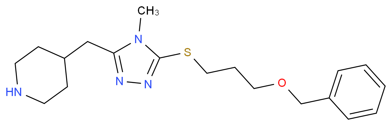 4-[(5-{[3-(benzyloxy)propyl]thio}-4-methyl-4H-1,2,4-triazol-3-yl)methyl]piperidine_分子结构_CAS_)
