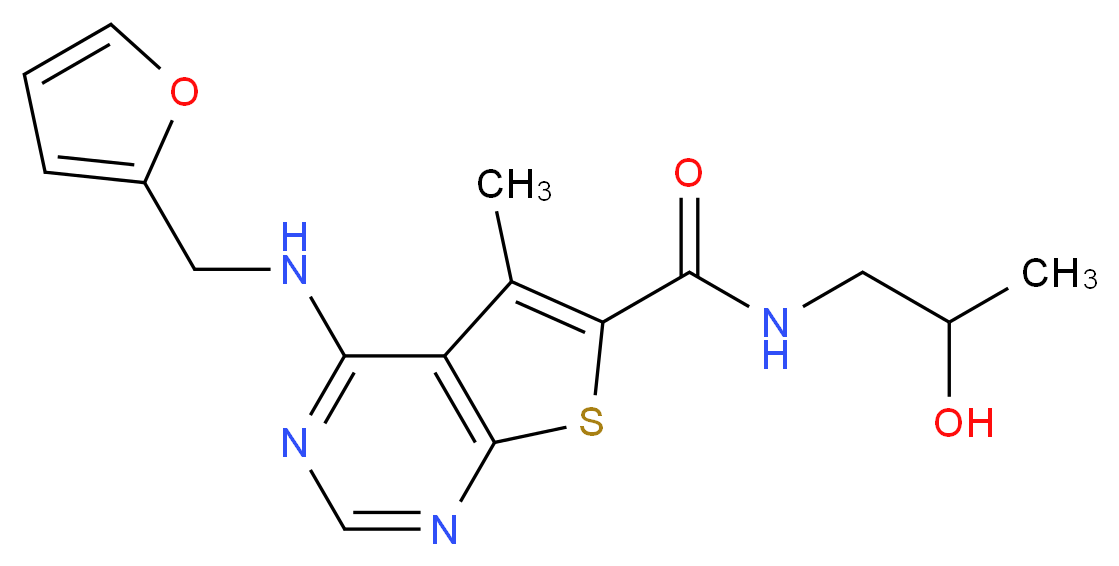 4-[(2-furylmethyl)amino]-N-(2-hydroxypropyl)-5-methylthieno[2,3-d]pyrimidine-6-carboxamide_分子结构_CAS_)
