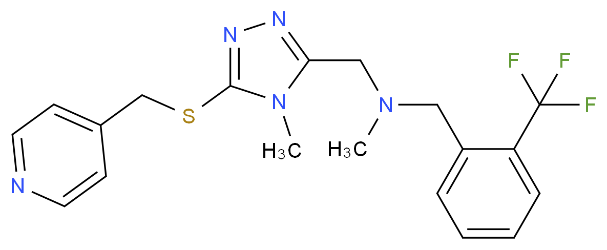 N-methyl-1-{4-methyl-5-[(4-pyridinylmethyl)thio]-4H-1,2,4-triazol-3-yl}-N-[2-(trifluoromethyl)benzyl]methanamine_分子结构_CAS_)