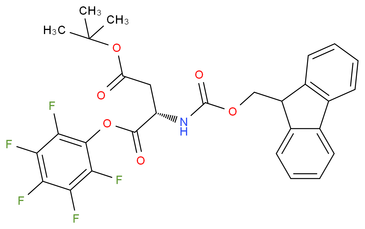 1-tert-butyl pentafluorophenyl (3S)-3-{[(9H-fluoren-9-ylmethoxy)carbonyl]amino}butanedioate_分子结构_CAS_86061-01-0