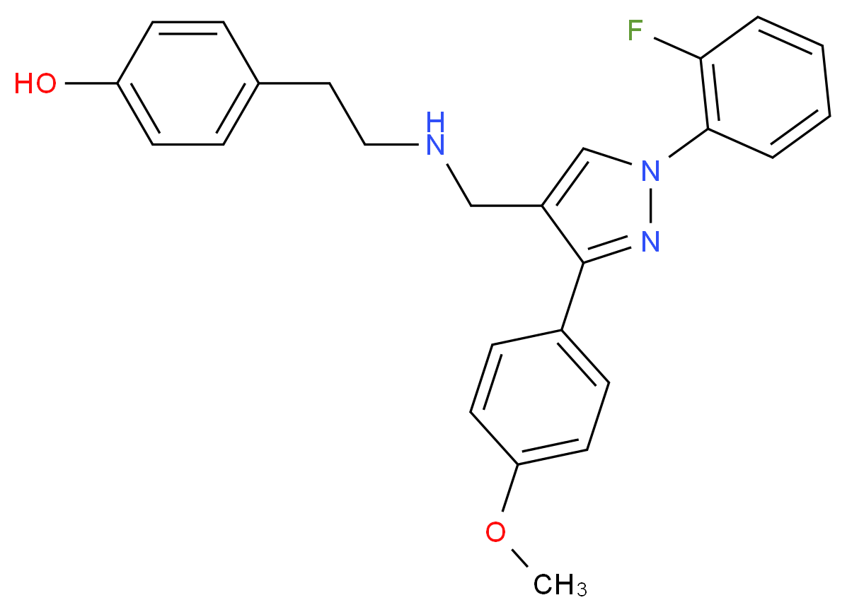 4-[2-({[1-(2-fluorophenyl)-3-(4-methoxyphenyl)-1H-pyrazol-4-yl]methyl}amino)ethyl]phenol_分子结构_CAS_)