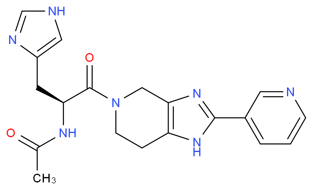 N-[(1S)-1-(1H-imidazol-4-ylmethyl)-2-oxo-2-(2-pyridin-3-yl-1,4,6,7-tetrahydro-5H-imidazo[4,5-c]pyridin-5-yl)ethyl]acetamide (non-preferred name)_分子结构_CAS_)