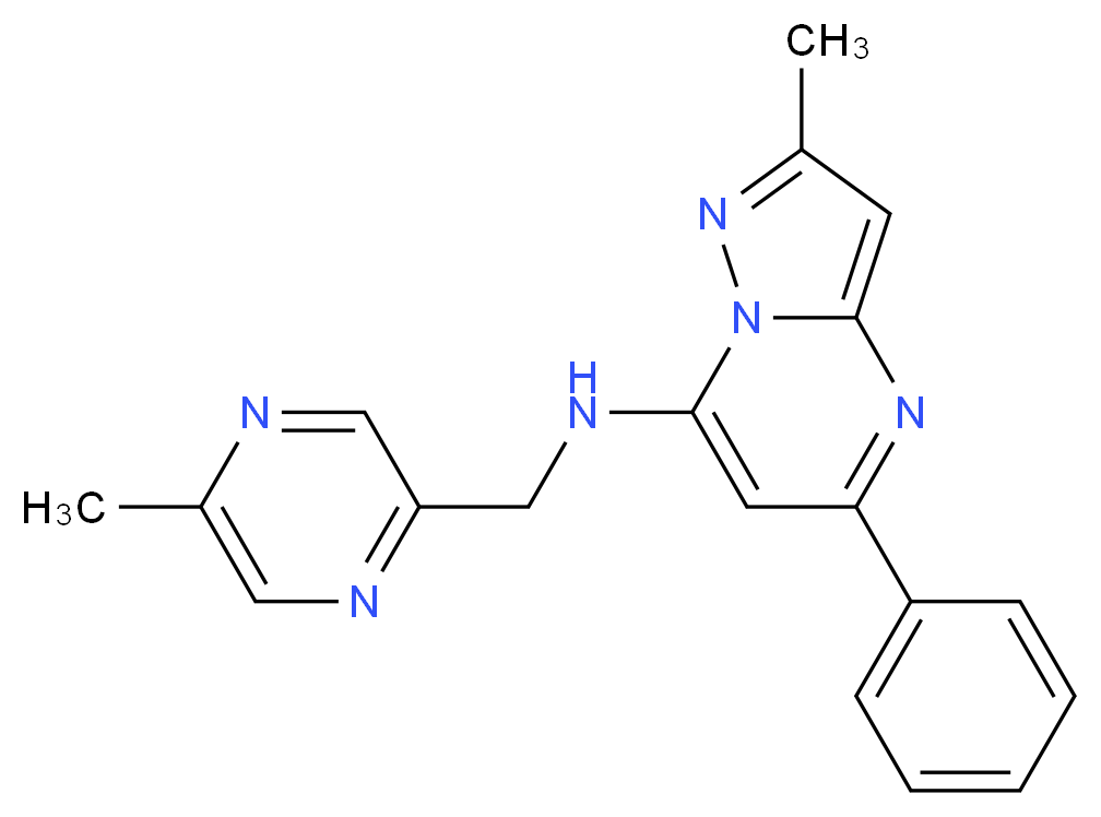 2-methyl-N-[(5-methyl-2-pyrazinyl)methyl]-5-phenylpyrazolo[1,5-a]pyrimidin-7-amine_分子结构_CAS_)