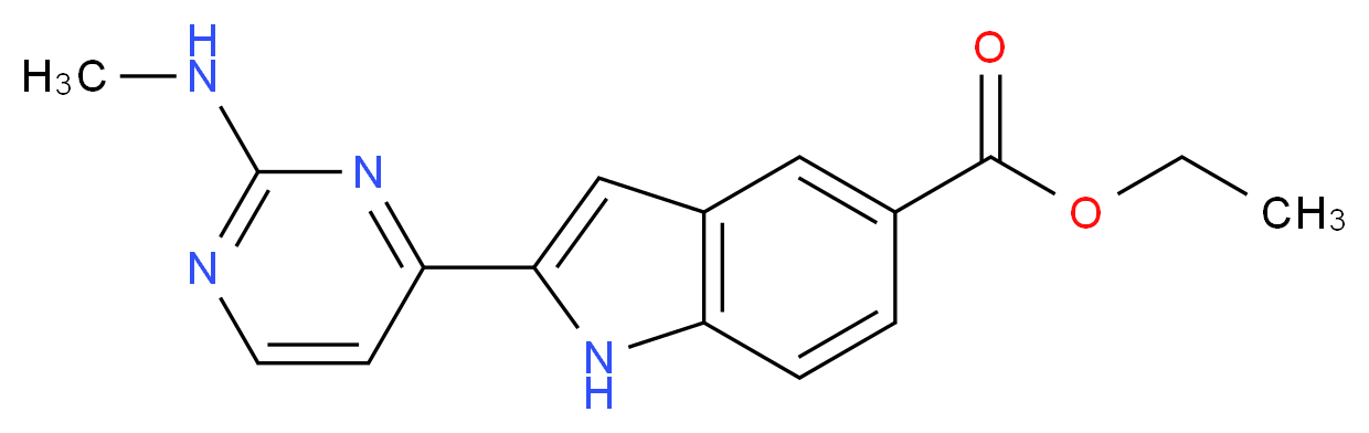 Ethyl 2-(2-(methylamino)pyrimidin-4-yl)-1H-indole-5-carboxylate_分子结构_CAS_916486-06-1)