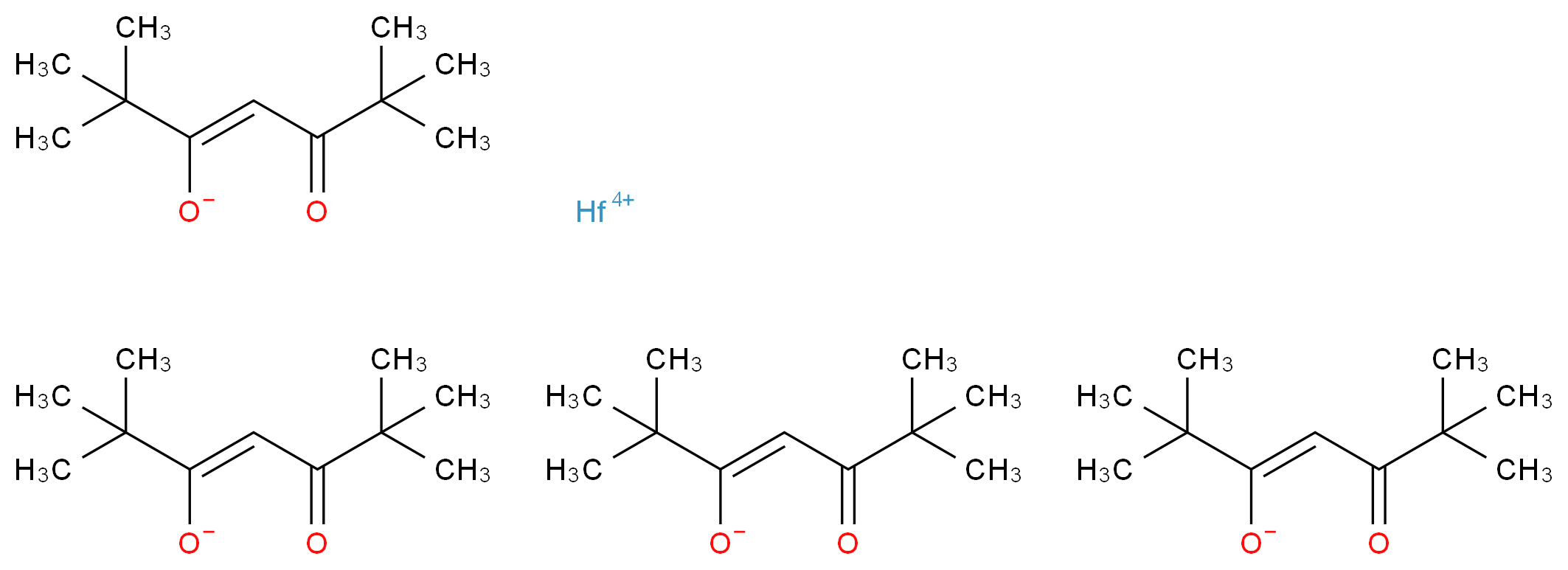hafnium(4+) ion tetrakis((3Z)-2,2,6,6-tetramethyl-5-oxohept-3-en-3-olate)_分子结构_CAS_63370-90-1
