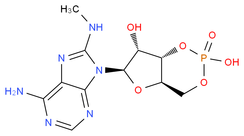 8-(METHYLAMINO)-ADENOSINE-3',5'-cyclic-MONOPHOSPHORIC ACID_分子结构_CAS_33823-18-6)