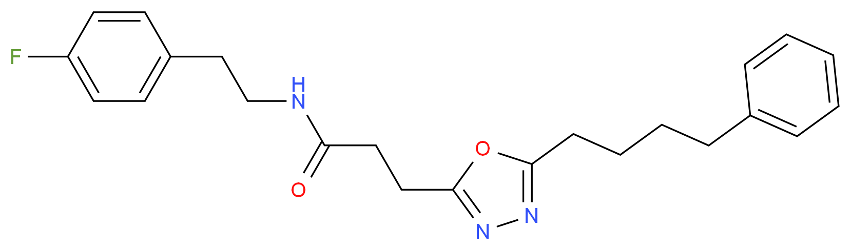 N-[2-(4-fluorophenyl)ethyl]-3-[5-(4-phenylbutyl)-1,3,4-oxadiazol-2-yl]propanamide_分子结构_CAS_)
