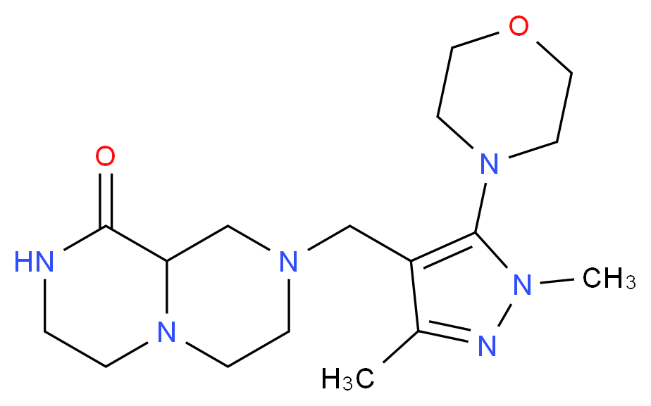 8-[(1,3-dimethyl-5-morpholin-4-yl-1H-pyrazol-4-yl)methyl]hexahydro-2H-pyrazino[1,2-a]pyrazin-1(6H)-one_分子结构_CAS_)