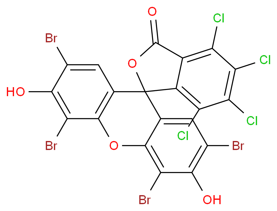 2',4',5',7'-tetrabromo-4,5,6,7-tetrachloro-3',6'-dihydroxy-3H-spiro[2-benzofuran-1,9'-xanthene]-3-one_分子结构_CAS_2134-15-8